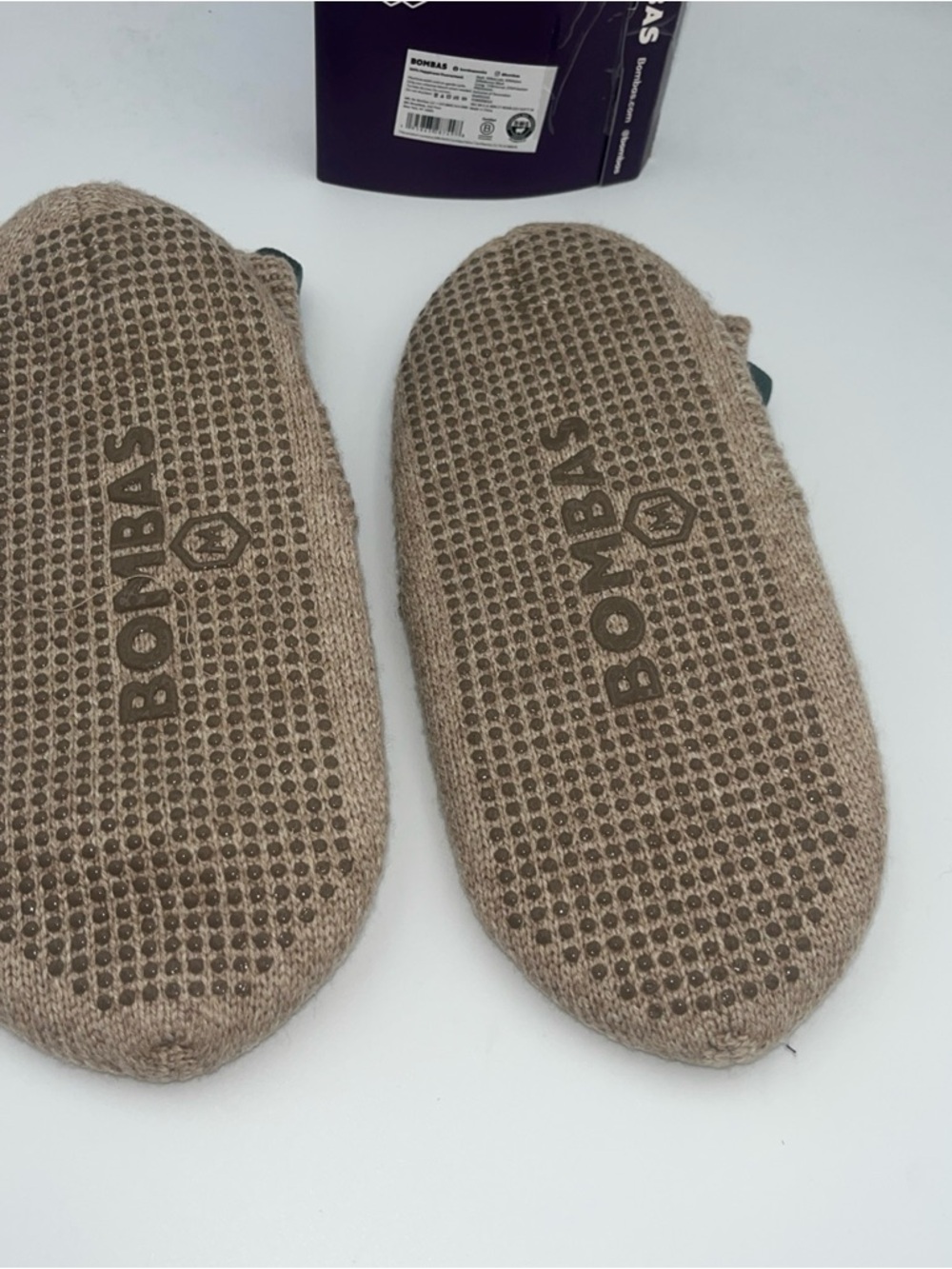 Bombas Tan Cozy Gripping Slippers with Pink & Red Flower Embroidery Medium - Picture 3 of 9